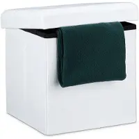 Relaxdays Tabouret pliant rangement lin