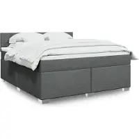 vidaXL Lit boxspring avec matelas gris foncé 180x200 cm Tissu