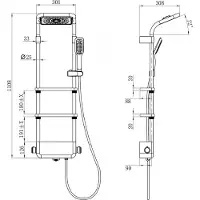 Mexen Ensemble de douche extérieur Dazz avec pomme de douche et robinet, noir- 78107-70