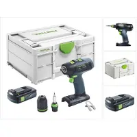 Festool T 18+3 Basic Perceuse-visseuse sans fil 18 V 50 Nm Brushless + 1x batterie 3,0 Ah + Systainer - sans chargeur