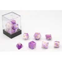 HOT Games Jeu de dés violet et blanc, 7 pièces, en plastique