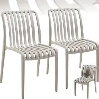 TecTake Lot de 2 chaises de jardin Alcudia - Taupe - Chaises en plastique - Empilables - Chaises pour le jardin, la terrasse ou le balcon - Résistantes aux intempéries et aux UV - Capacité 120kg par