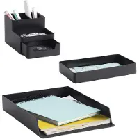 Zeller 18191 Schreibtisch-Organizer Utensilien schwarz Kunststoff 4 Fächer 15,3 x 11,2 x 9,3 cm
