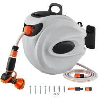 Happyment Box mural pour tuyau d'arrosage Deluxe - 35 m - pivotant à 180° - dévidoir automatique - support pour tuyau d'arrosage