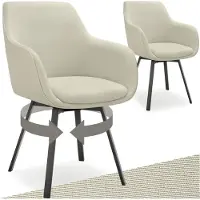 TecTake Chaise de salle à manger pivotante Alicon 57x59x88 cm - Lot de 2 - Beige - Design élégant et confortable pour la salle à manger, le salon ou le bureau