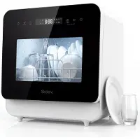 Skoov Mini lave-vaisselle avec réservoir d'eau - 5 couverts - 6 programmes de lavage - 45cm - Petit lave-vaisselle étroit à poser - Camping - Blanc