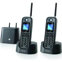 Motorola Téléphone sans fil longue portée, modèle O202, couleur noire, lot de 2