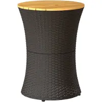 vidaXL Table d'appoint de jardin en forme de tambour Noir Poly rotin massif