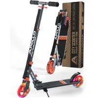 Apollo 145mm 'Skyracer LED' scooter urbain amorti guidon pliant et réglable en hauteur - gris/orange