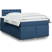 vidaXL Lit boxspring avec matelas bleu 120x200 cm Tissu