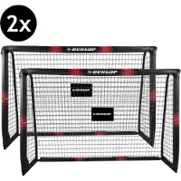 Dunlop Lot de 2 cages de football - Cage de football 180 x 120 x 60 cm - Accessoires d'entraînement de football pour l'intérieur et l'extérieur - Métal - Noir/Rouge