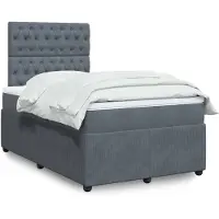 vidaXL Lit boxspring avec matelas gris foncé 120x190 cm velours