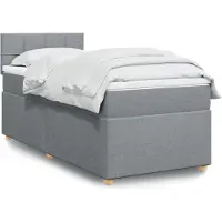 vidaXL Lit boxspring avec matelas gris clair 90x200 cm Tissu