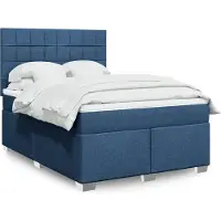 vidaXL Lit boxspring avec matelas bleu 160x200 cm Tissu