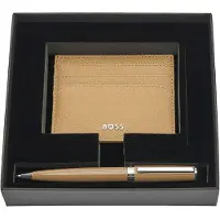 BOSS Parure HUGO Camel (stylo bille & porte-cartes)
