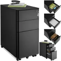 TecTake - Classeur métallique à roulettes - Armoire à tiroirs verrouillable - Conteneur à roulettes - Organisateur - Armoire à roulettes verrouillable - noir