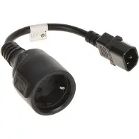 Lanberg CA-C14E-10CC-0018-BK Câble d'alimentation Noir 0,18 m Coupleur C14 (0.18 m), Câble d'alimentation, Noir