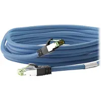 Goobay 45663 Câble patch RJ45 (CAT 6A, 500 MHz) avec câble brut CAT 8.1 S/FTP, bleu, 7.5 m - Conducteur en cuivre sans oxygène (OFC) à 99,9 %, AWG 24, gaine de câble sans halogène (LSZH)