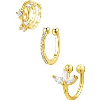 Hey Happiness Boucles d'oreilles 'Cuff Trio' or