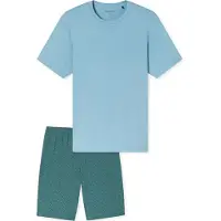 Schiesser Pyjama court 'Casual Essentials' bleu clair / pétrole