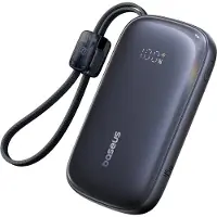 Baseus Batterie externe 10000 mAh, 45W + câbles intégrés C-L, EnerFill FC21 Qpow 3 Ultra, noire