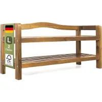 Casaria Meuble à chaussures en bois d'acacia - 2 étages