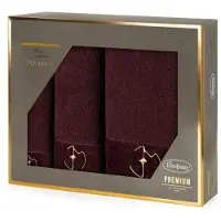 Eurofirany Set von Baumwolltüchern für ein Geschenk 3 Stcs Burgunderfarbe 550 g/M2 Gaja Eva Minge (30x50 cm)