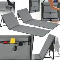 TecTake Beach Mat - Lot de 2 tapis de plage pliables avec dossier réglable, sangle de transport et compartiment de rangement - Idéal pour la plage, le camping ou le jardin - Léger et facile