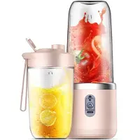 INF Gourde Mixeur Portable Rechargeable 6 Lames - Pour Smoothies et Jus Rose