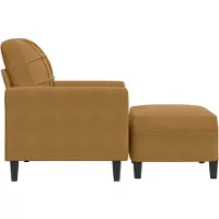 vidaXL Fauteuil avec pouf Marron 60 cm Velours