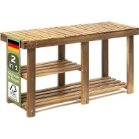 Casaria Meuble à chaussures et banc 2 en 1 en bois d'acacia