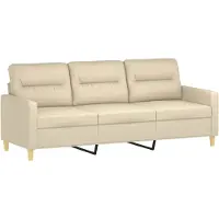 vidaXL Canapé 3 places crème 180 cm Tissu