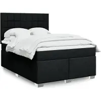 vidaXL Lit boxspring avec matelas noir 140x190 cm Tissu
