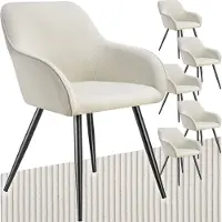 TecTake Chaise MARILYN rembourrée en velours côtelé - crème/noir, Lot de 6
