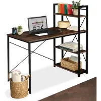 TecTake Bureau informatique HERSHEY 122x61x120cm - Bois foncé industriel, rustique
