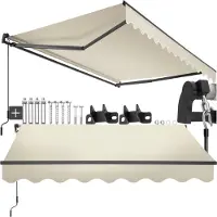 TecTake Sunshade with Articulated Arm - 250 x 200 cm - Store - Protection solaire pour fenêtre, balcon, extérieur - Fixation murale - Résistant à l'eau et aux UV - Beige