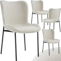 TecTake Chaise rembourrée Tessa - Tissu blanc cassé/noir, Lot de 4