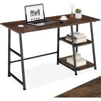 TecTake Table de bureau Paisley 120x50x73,5cm - Bois foncé industriel, rustique