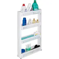 TecTake Étagère de cuisine Étagère de niche sur roulettes avec 4 étagères, blanche 401629
