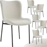 TecTake Chaise rembourrée Tessa - Tissu blanc cassé/noir, Lot de 6
