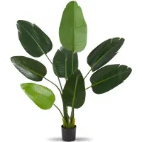 TecTake Arbre à oiseaux de paradis Tropic - Strelitzia - Plante artificielle fidèle à la nature avec des feuilles détaillées et un pot de fleurs robuste - Facile d'entretien et polyvalent - Hauteur :
