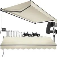 TecTake Sunshade with Articulated Arm - 300 x 250 cm - Store - Protection solaire pour fenêtre, balcon, extérieur - Fixation murale - Résistant à l'eau et aux UV - Beige