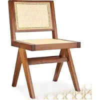 TecTake Chaise en bois LISSY avec cannage viennois au style bohème - Chêne foncé, par pièce