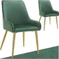 TecTake Chaise rembourrée Avane, aspect velours, capacité de charge 120 kg - vert, Lot de 2