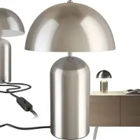TecTake Petite lampe de table rétro ALTEA, design champignon, 40W - Nickel mat