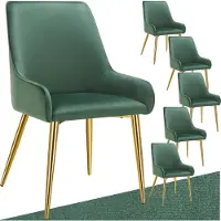 TecTake Chaise rembourrée Avane, aspect velours, capacité de charge 120 kg - vert, Lot de 6