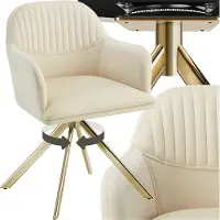 TecTake Chaise pivotante en velours Lona avec rembourrage épais - crème/or, par pièce