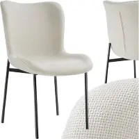 TecTake Chaise rembourrée Tessa - Tissu blanc cassé/noir, par pièce
