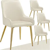 TecTake Chaise rembourrée Avane, aspect velours, capacité de charge 120 kg - beige, Lot de 4