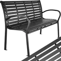 TecTake Banc de jardin PINO 3 places 126 x 62 x 81,5cm - noir